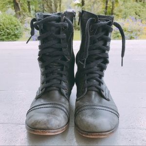 Steve Madden Black Lace Up Combat Boots